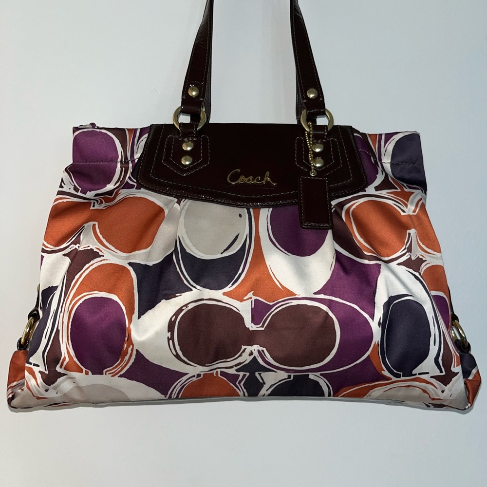 EUC Coach carryall canvas and leather purse